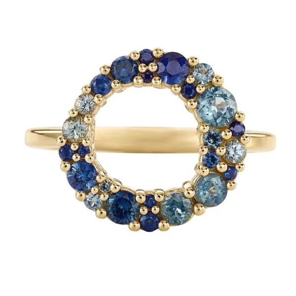 18K Gold Bubble Multi Color Sapphire Cubic Zircon 925 Sterling Silver Women's Ring