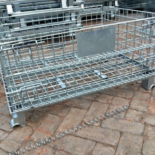 Medium Duty Foldable Stackable Large Wire Mesh Container Rust Resistant 500-1000KG Capacity