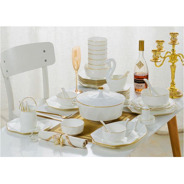 Gold Rim Gloss Glaze A Grade Contemporary Dinnerware Sets For Wedding