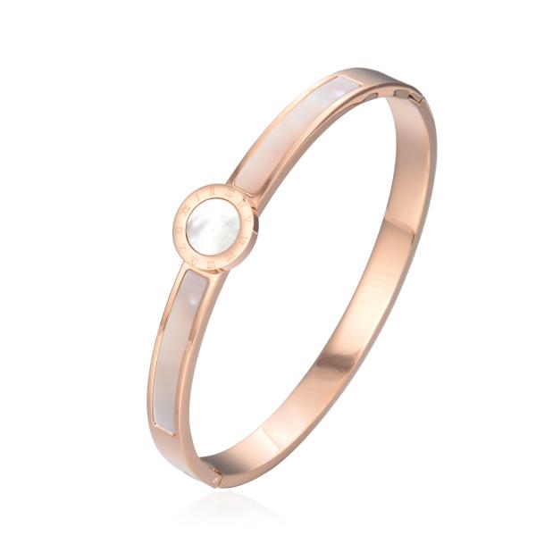 ODM Dowager Brand Stainless Steel Bangle Gold Silver White Enamel Bracelet