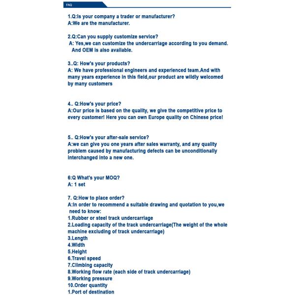 8 Ton Load Capacity Steel Chassis Track Undercarriage for Construction Machinery Needs