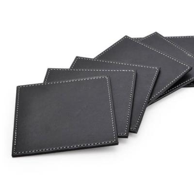 La place en cuir de luxe de protection de tasse de thé de café d'unité centrale a gravé Logo Leather Coaster Set en refief