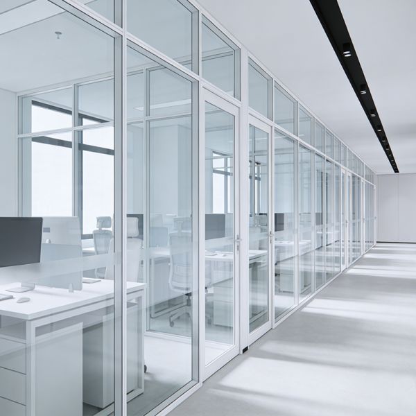 Modern Style Aluminum Glass Clear Transparent Glass Partition Wall for Office