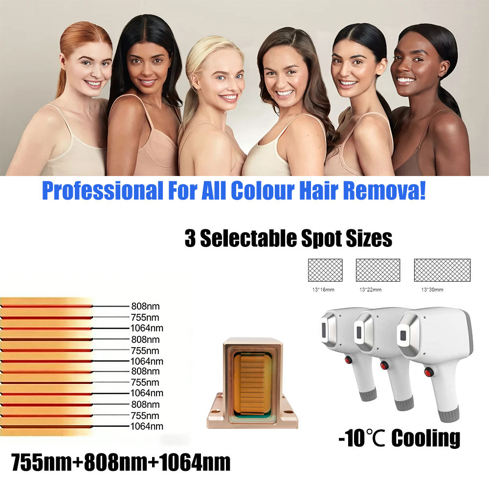 Sapphire Laser Hair Removal Machine 1200W 2400W Triple Wavelength With 12 Inch Touch Screen