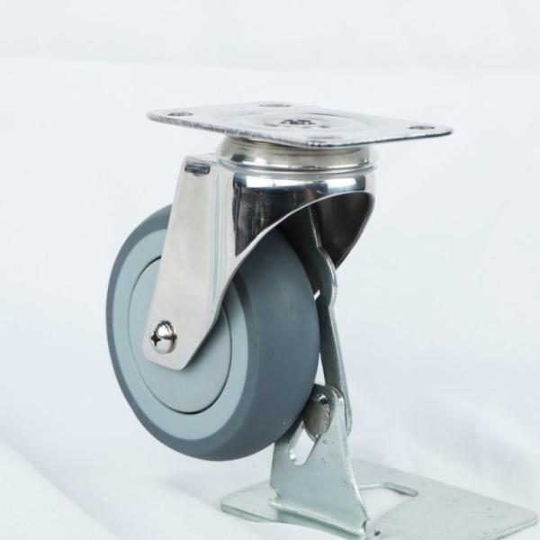 4 Inch Swivel Soft Wheel Casters Grey TPR Stainless Steel Caster Wheels Silent Manufacturer YLcaster