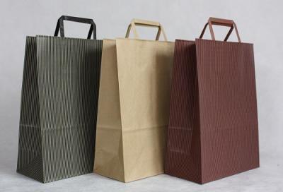 Impression exquise adaptée aux besoins du client de sac de transporteur de papier d'emballage avec la poignée plate et le logo