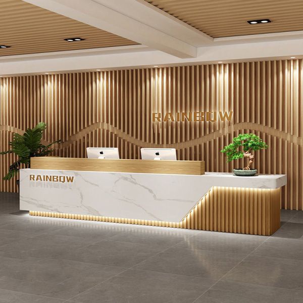 Modern Bar Furniture Fashionable Custom New Design LED Light Wood Table Restaurant Bar Counter Customization