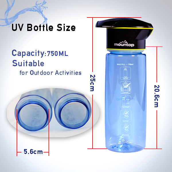 Portable Mountop Outdoor Sports UV Water Purifier & Handy Bottle LED For Camping Hiking