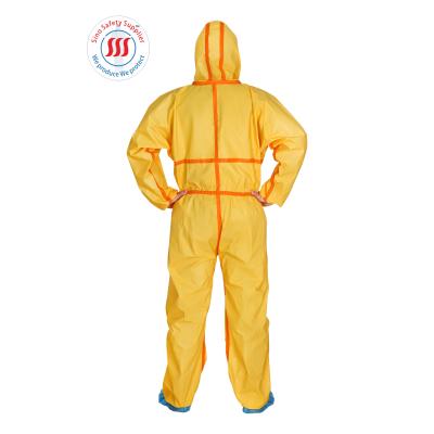 S à 4XL combinaison de protection jetable anti-rayonnement de combinaison chimique jaune de type 3