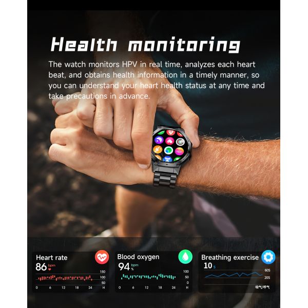 Eraysun Round AK82 Smart Watch for Big Screen 1.85