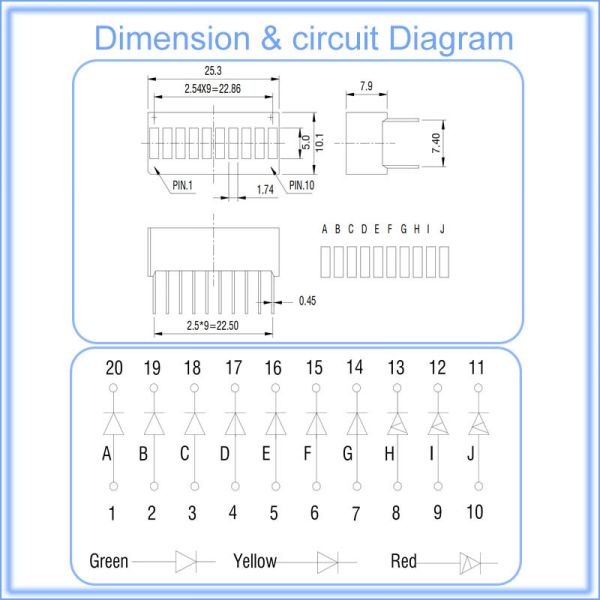 Original Factory Led Bar Graph Display Super Bright 10 Segment LED Bar light Display Linear Array Bar Graph Digital Signages