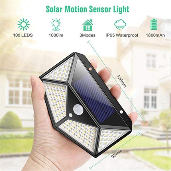 3 Modes IP44 Waterproof Solar Motion Sensor Outdoor Wall Light for Home Security