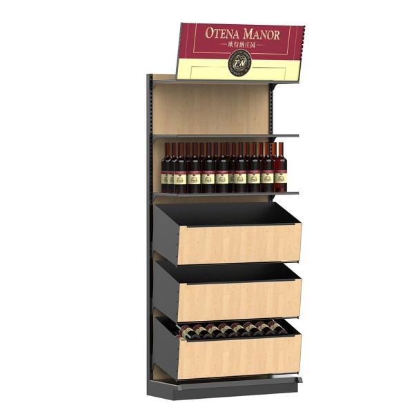 Red Wine Bottle Wooden Display Stands 2000mm Wooden Wine Shelf For Liquor