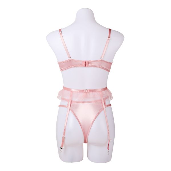Women Bra Sexy Girl Three-piece Underwear Set Exquisite Bow S M L Breathable Plus Size Comfortable Briefs Ladies Bra