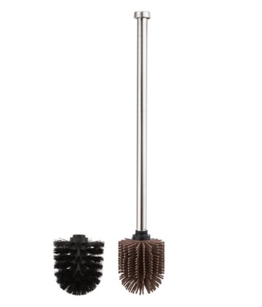 TPR Soft Rubber Soft Hair Toilet Brush antibacterial Stainless Steel Bathroom accessories silicone toilet brush