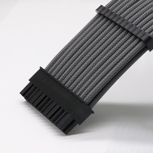 Hot Selling Arc Cable Cotton Sleeved Computer PC ATX Used Male to Female Stripped Curved Extension Cord 18AWG 300mm
