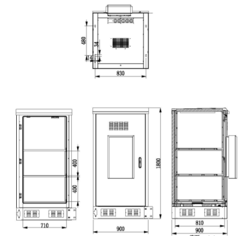 3 телекоммуникации шкафов улицы батареи металла слоев на открытом воздухе с датчиком воды
