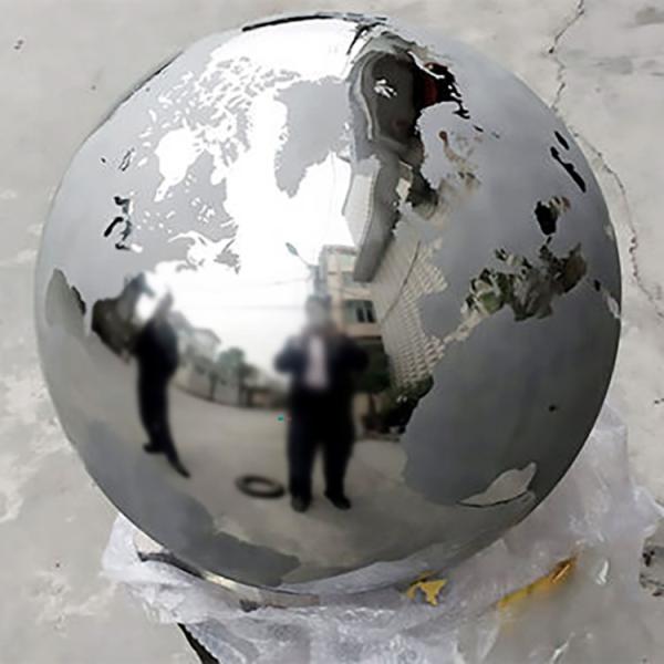 Gnee Garden Polished Metal Sphere Sculpture World Globe Sculpture Handmade