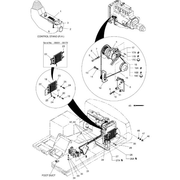2520-6007C Condenser Core DOOSAN Excavator Air Conditioner Parts For SOLAR 225LC-7A