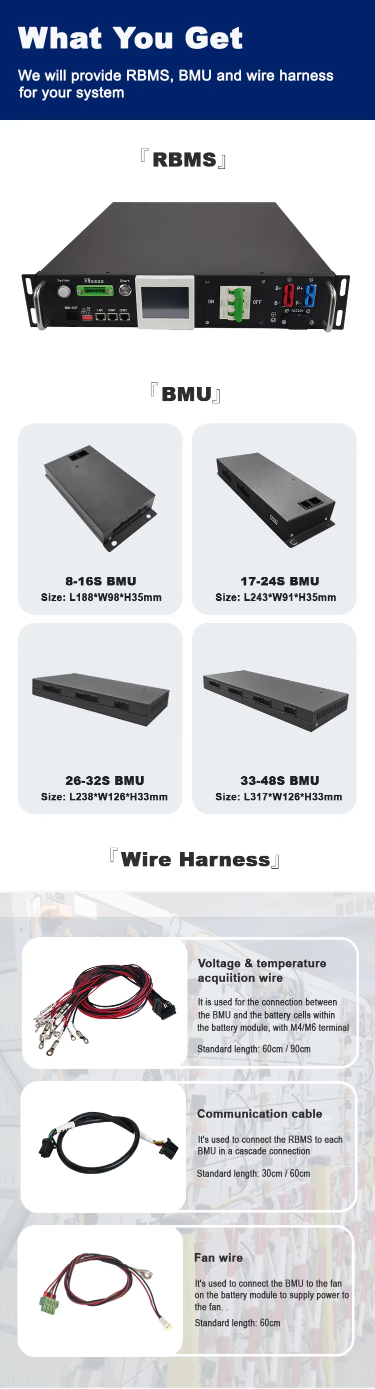 High Efficiency 96S 307.2V 50A BMS for Lithium Batteries Energy Storage System