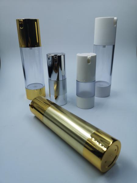 Special 15ml 30ml 50ml gold frosted vacuum skin care silver chambercosmetic manufacturer lotion airless pump bottle