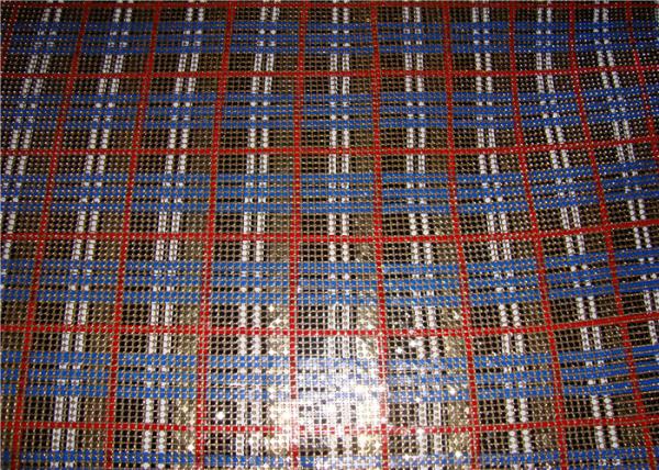 Silkscreen Metallic Sequin Curtain Fabric , Aluminum Mesh Fabric For Decoration