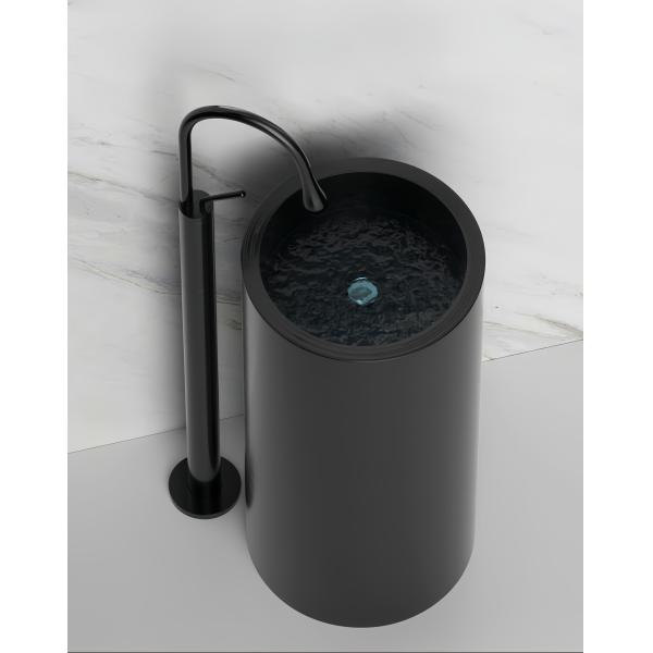 One Piece Bathroom Full Pedestal Wash Basin Stainless Steel Black Modern Design