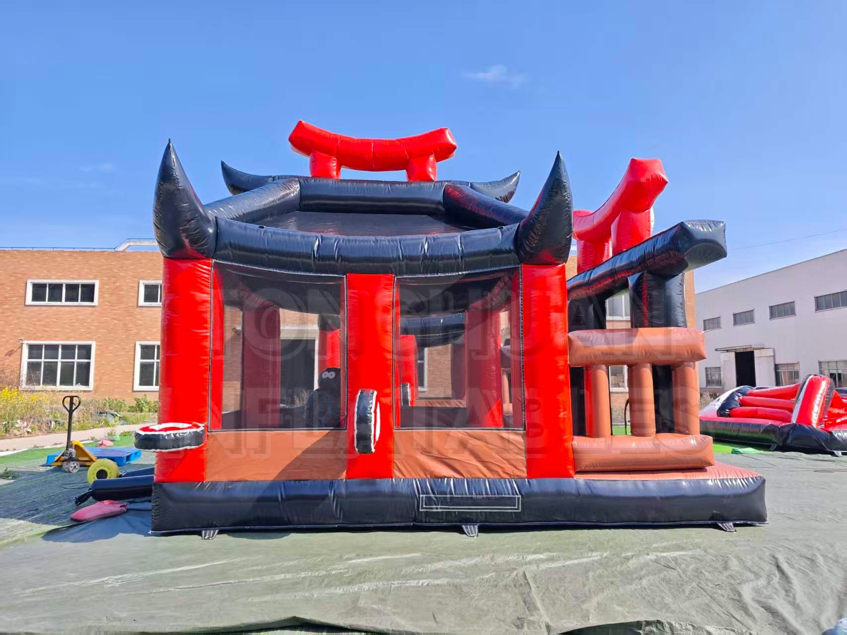 Large Martial Arts Bounce House with Custom Logo Printing for Gyms Schools Festivals and Rental Business