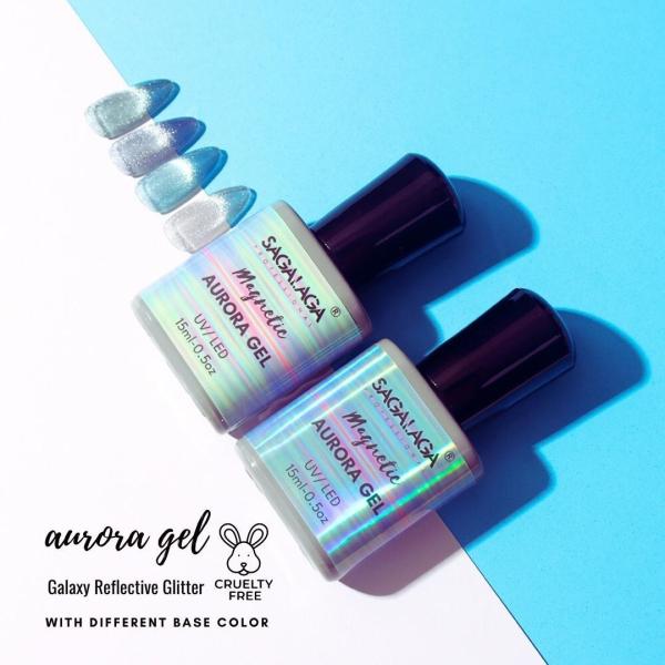 UV Gel Cat Eye Beige Nail Polish Crystal Magnetic Effect and HEMA FREE Formula for Press on Nails