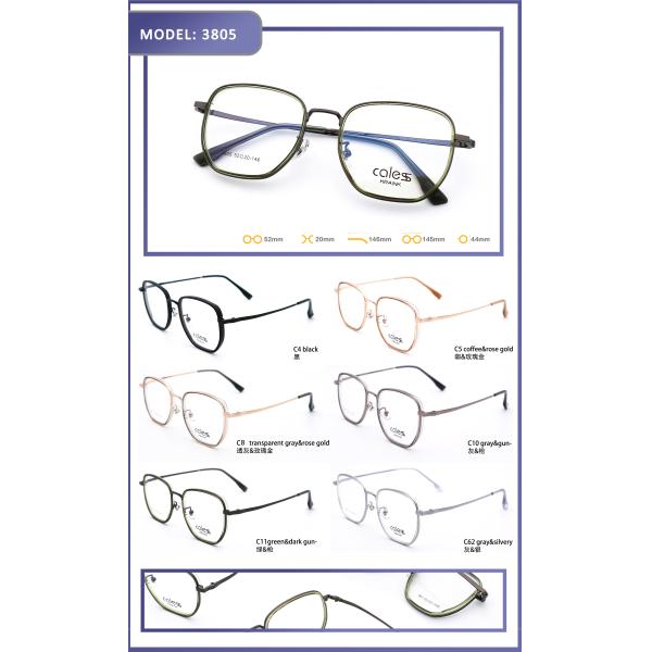 Marrón Azul Luz TR Negro Marco de vidrio de metalLentes Diseño elegante Unisexo