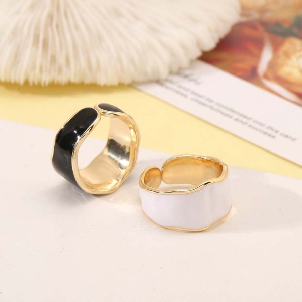 Wholesale Trendy 14K Gold Plated Adjustable Rings Enamel Chunky Rings Jewelry Women