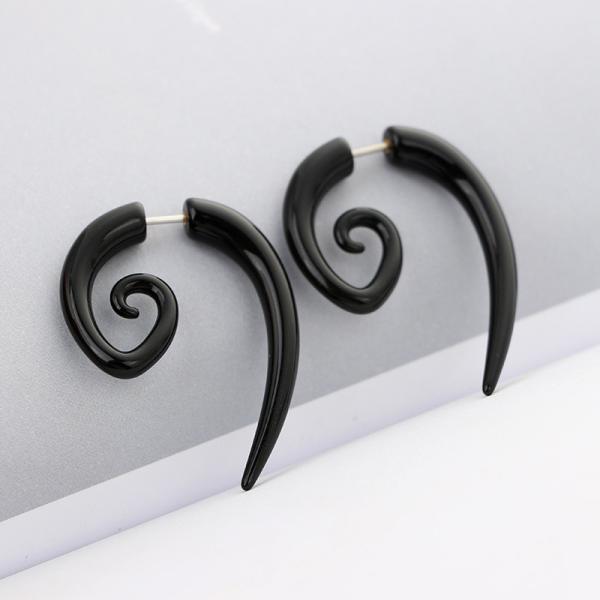 Black Punk Round Spiral Drop Earrings Vintage Snails Shap Earrings for Women Two Part Ear Party Jewelry Gifts