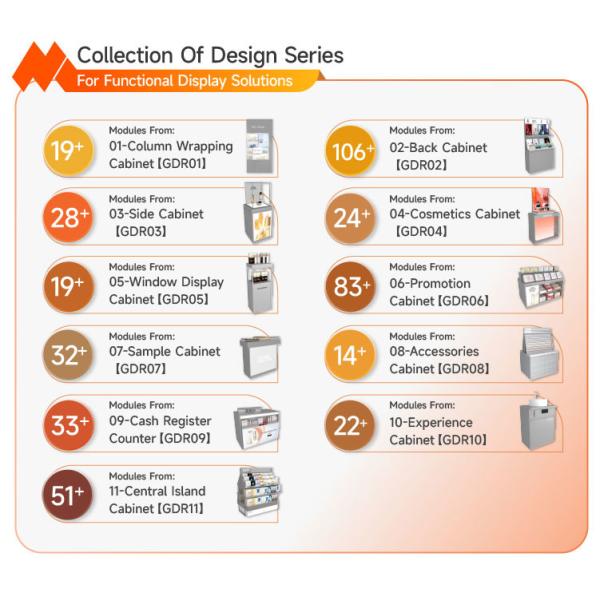 Estancia de la tienda Escalera de madera gris Isla de maquillaje para la marca Muebles de exhibición y mostrador de la tienda de alta calidad