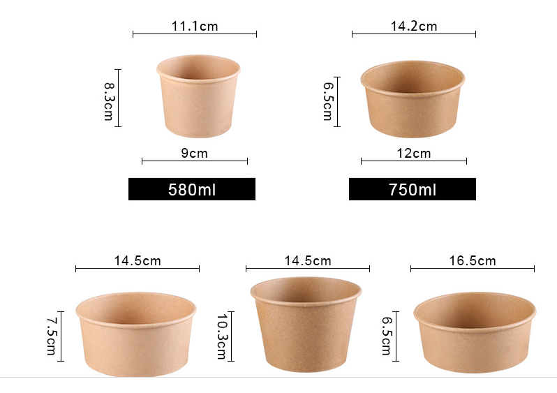 Biodegradable PLA 600ml покрывая устранимое бумажное ведро плошек для супа