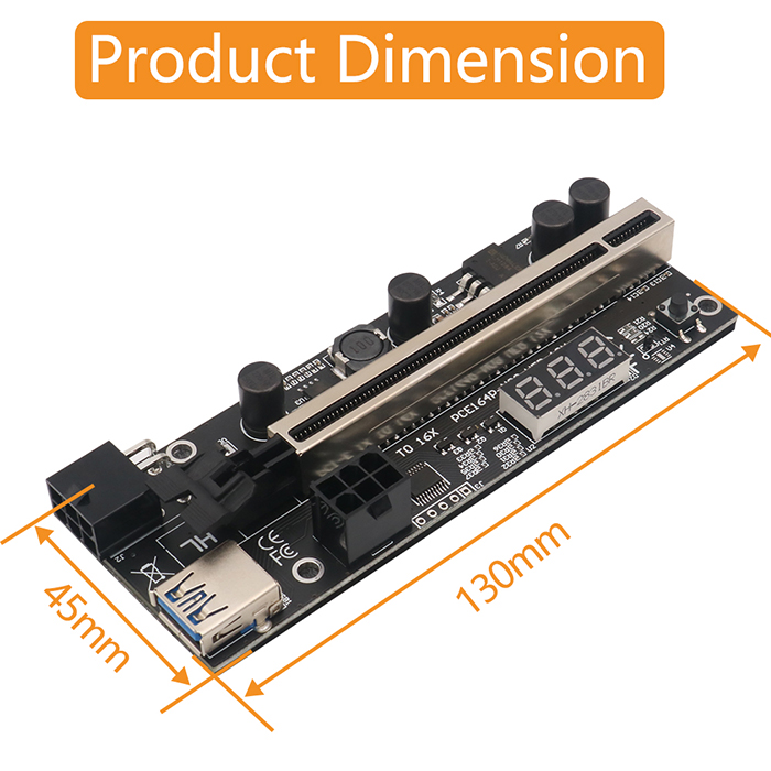 Рослость 1x PCIE к графическому расширению 16x с датчиком температуры для Bitcoin