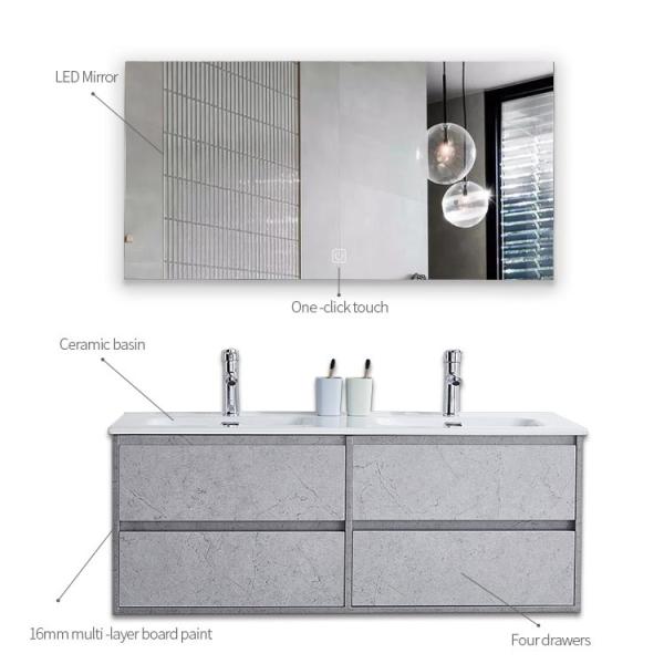 Latest Bathroom Vanity Units Wall Hung Waterproof Luxury Bathroom Vanity Cabinet With LED Mirror