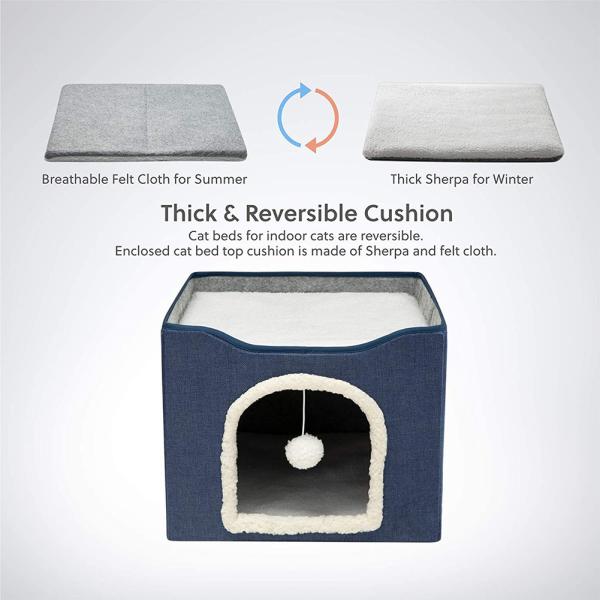 Warm Pet Sleeping Double Layer Fabric Cat Cave Popular Foldable Indoor Large Cat House