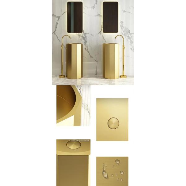 Round Column 304 Stainless Steel Pedestal Sink ODM With Nano Coating