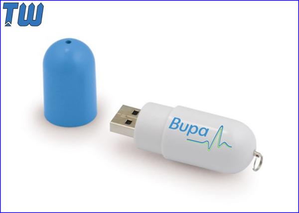 Full Plastic Pill Shaped Usb Drive Medicine Promotional with Key Ring