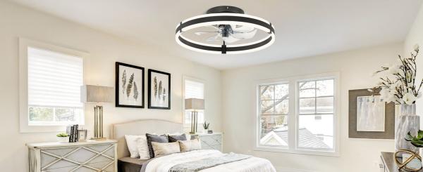 Wholesale  Remote Modern Flush Mount Led Fan Light Fandelier Ceiling Fans for Bedroom