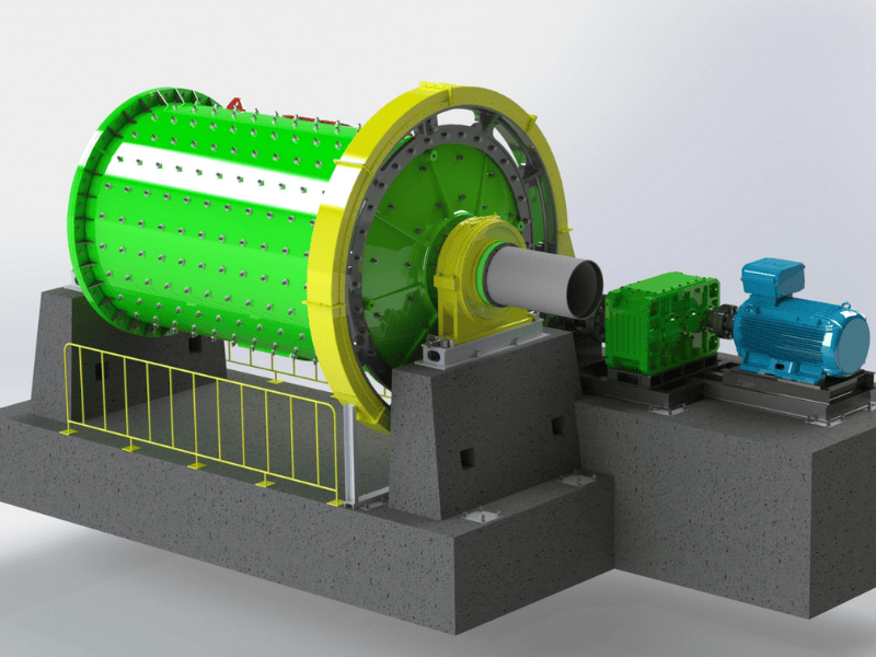 Electric Motor Ball Mill with Steel Rods Grinding Media for 15-200 KW Power Consumption and Wet and Dry Grinding