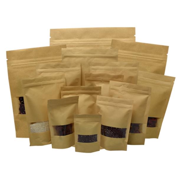 PET Window Zipper 100g Kraft Paper Stand Up Bags