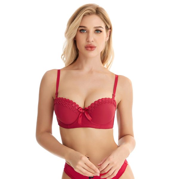 Women Bra Embroidered Butterfly With Steel Ring Underwear Non-slip Fashionable Ladies Sexy Big Chest Small Bra