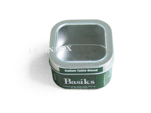 Rectangular Metal Tin Box With Window Hinge Gift Cards Packaging Small Metal Tins