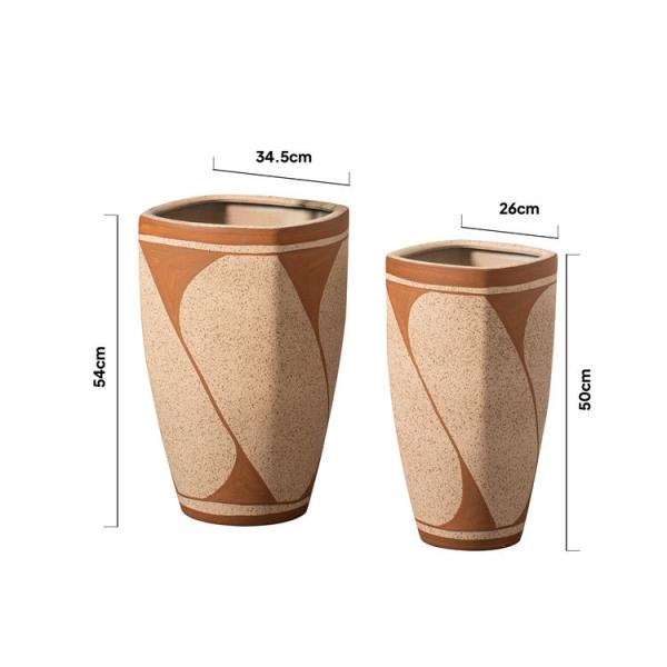 Fancy home balcony decorative planter big floor decor plant pot custom matte black ceramic flower pots