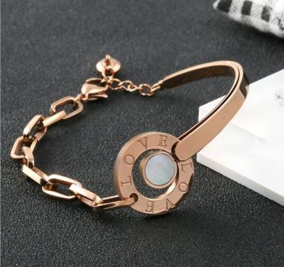 China factory 316l stainless steel Shell Bangle jewelry ,Cross Chain bracelets with Lettering
