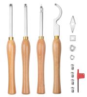 4pcs Carbide Tipped Wood Turning Tools Set, Solid Wood Handle and Carbide Inserts Perfeito para Woodturning