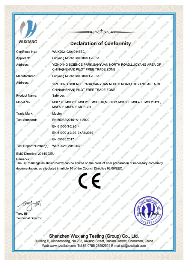 Luoyang Muchn Industrial Co., Ltd. Сертификации