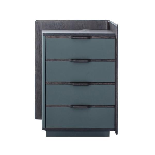 Italy design Bedroom furniture of 5 drawers cabinet in Oak wood casa with blue painting drawer panels and Tall drawer