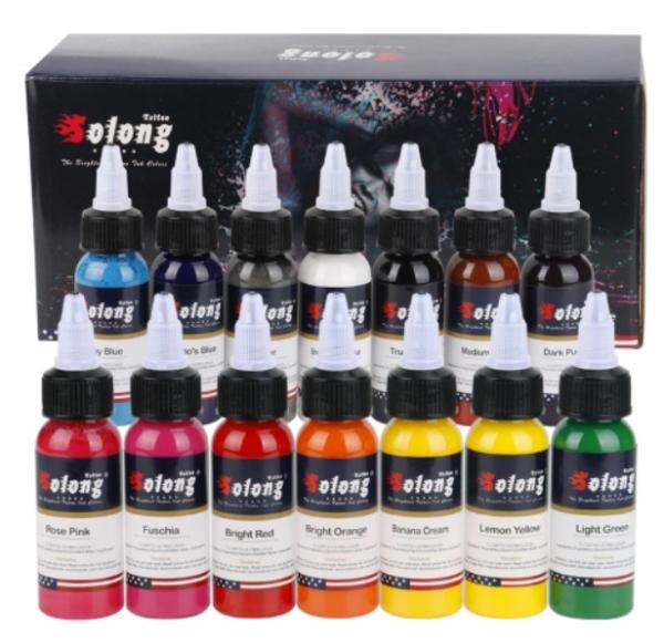 New design 14 Basic Colors Permanent Tattoo Ink Sets Non - Toxic Material For Artists